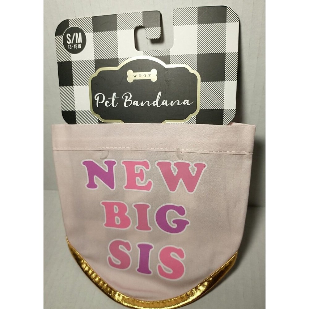 NEW BIG SIS Puppy Dog Bandana Big Sister Theme Size S/M